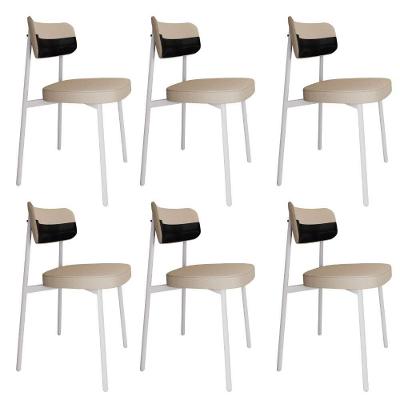 Cadeira Alloa Fixa C/4 Pés 50 X 44,7 X 83,8 Cm C/6 Un. Corriente Areia/courino Preto Corriente Areia/courino Preto