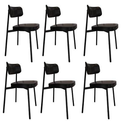 Cadeira Alloa Fixa C/4 Pés 50 X 44,7 X 83,8 Cm C/6 Un. Courino Preto Courino Preto