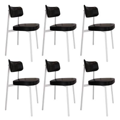 Cadeira Alloa Fixa C/4 Pés 50 X 44,7 X 83,8 Cm C/6 Un. Courino Preto Courino Preto