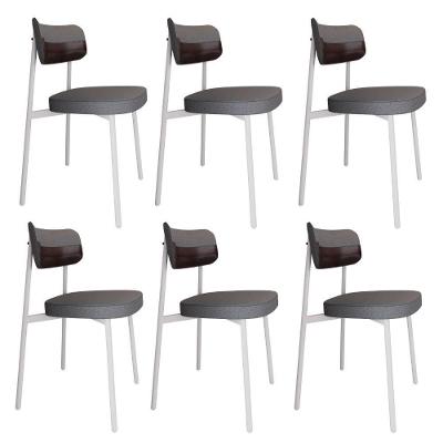 Cadeira Alloa Fixa C/4 Pés 50 X 44,7 X 83,8 Cm C/6 Un. Corriente Cinza/courino Café Corriente Cinza/courino Café