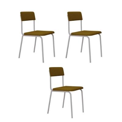 Cadeira Fit Fixa C/4 Pes 475 X 505 X 810 Mm C/3 Un Pés Brancos. Mostarda Mostarda