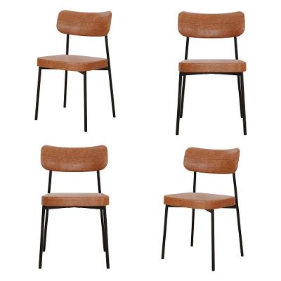 Cadeira Mynna Fixa C/4 Pes 525 X 470 X 790 Mm C/4 Un. Courino Caramelo Courino Caramelo