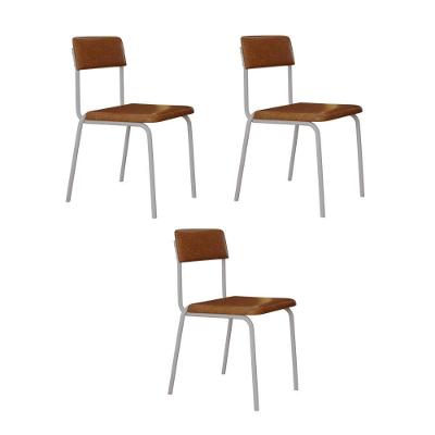 Cadeira Fit Fixa C/4 Pes 475 X 505 X 810 Mm C/3 Un Pés Brancos. Courino Caramelo Courino Caramelo
