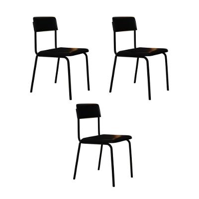 Cadeira Fit Fixa C/4 Pes 475 X 505 X 810 Mm C/3 Un. Courino Preto Courino Preto