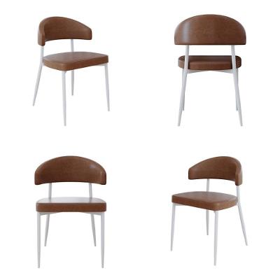 4 Unidades Cadeira Bless Fixa C/4 Pés 53 X 55 X 78cm Pés Brancos. Courino Whisky Courino Whisky