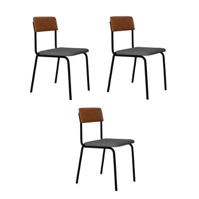 Cadeira Fit Fixa C/4 Pes 475 X 505 X 810 Mm C/3 Un. Crt.cinza Claro/courino Caramelo Crt Cinza Claro/courino Caramelo