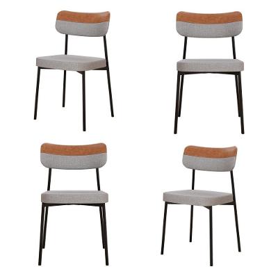Cadeira Mynna Fixa C/4 Pes 525 X 470 X 790 Mm C/4 Un. Crt.cinza Claro/courino Caramelo Crt Cinza Claro/cn Caramelo
