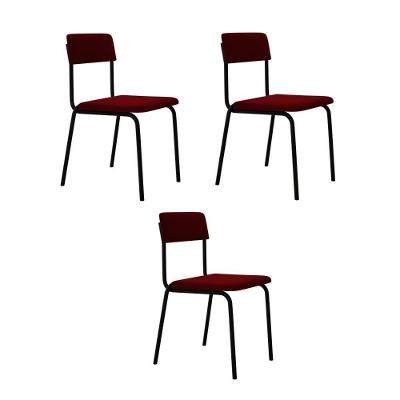 Cadeira Fit Fixa C/4 Pes 475 X 505 X 810 Mm C/3 Un. Vermelho Vin. Vermelho Vinho