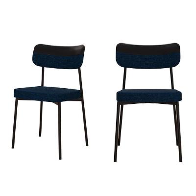 Cadeira Mynna Fixa C/4 Pes 525 X 470 X 790 Mm C/2 Un. Crt.azul/courino Preto Corriente Azul/courino Preto
