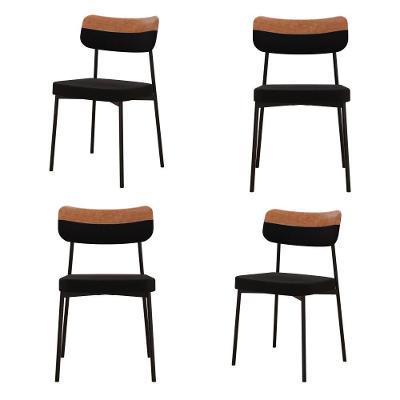 Cadeira Mynna Fixa C/4 Pes 525 X 470 X 790 Mm C/4 Un. Preto/courino Caramelo Preto/courino Caramelo