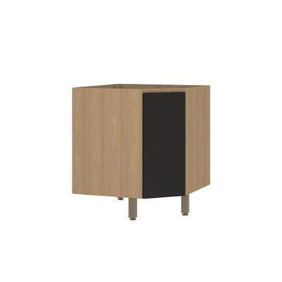 Balcão De Cozinha Canto Diagonal 74cm 1 Porta Sem Tampo Slim Freijó/preto