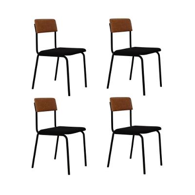 Cadeira Fit Fixa C/4 Pes 475 X 505 X 810 Mm C/4 Un. Preto/courino Caramelo Preto/courino Caramelo