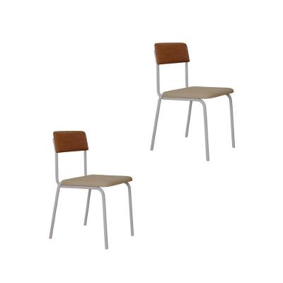 Cadeira Fit Fixa C/4 Pes 475 X 505 X 810 Mm C/2 Un Pés Brancos. Crt.areia/courino Caramelo Crt Areia/courino Caramelo