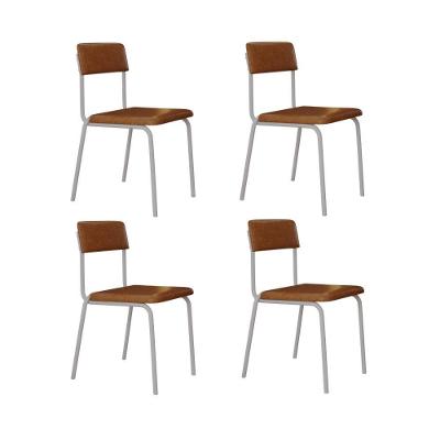 Cadeira Fit Fixa C/4 Pes 475 X 505 X 810 Mm C/4 Un Pés Brancos. Courino Caramelo Courino Caramelo