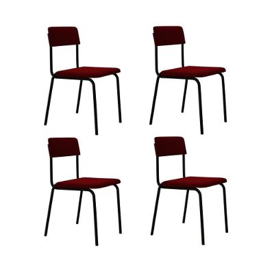 Cadeira Fit Fixa C/4 Pes 475 X 505 X 810 Mm C/4 Un. Vermelho Vin. Vermelho Vinho