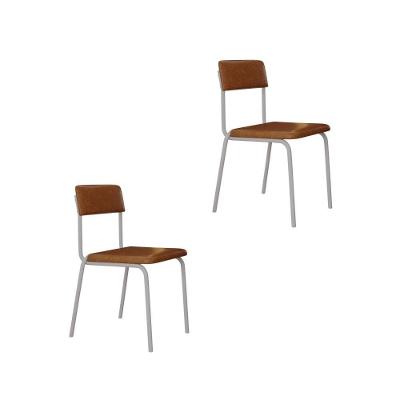 Cadeira Fit Fixa C/4 Pes 475 X 505 X 810 Mm C/2 Um Pés Brancos. Courino Caramelo Courino Caramelo