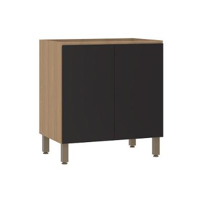 Balcão De Cozinha 80cm 2 Portas Sem Tampo Slim Luciane Móvei Freijó/preto