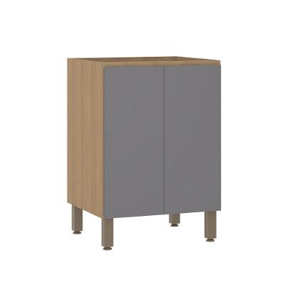 Balcão De Cozinha 60cm 2 Portas Sem Tampo Slim Luciane Móvei Freijó/cinza Puro