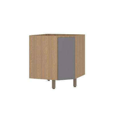 Balcão De Cozinha Canto Diagonal 74cm 1 Porta Sem Tampo Slim Freijó/cinza Puro