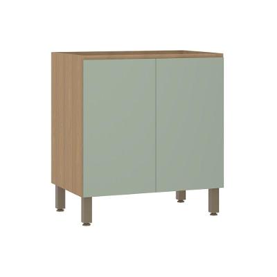 Balcão De Cozinha 80cm 2 Portas Sem Tampo Slim Luciane Móvei Freijó/verde Jade