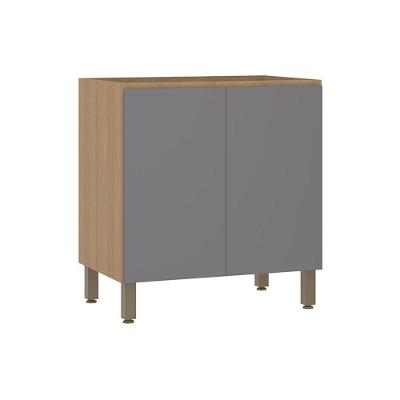 Balcão De Cozinha 80cm 2 Portas Sem Tampo Slim Luciane Móvei Freijó/cinza Puro