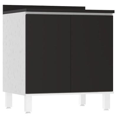 Balcão De Cozinha Com Tampo 70cm 2 Portas Dora Luciane Móvei Branco/preto