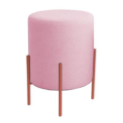 Puff Orgânico Veludo Thor Com Pés De Ferro Rosê - 7 Decor Rosê