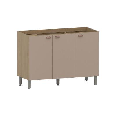 Balcão De Cozinha Para Pia 120cm 3 Portas Sem Tampo Classic Freijó/petala Rosa