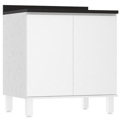 Balcão De Cozinha Com Tampo 70cm 2 Portas Dora Luciane Móvei Branco/branco Supremo