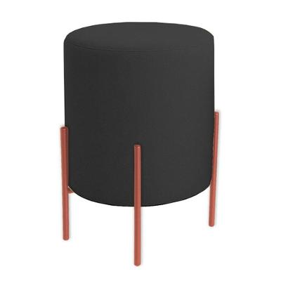 Puff Orgânico Boucle Thor Com Pés De Ferro Rosê - 7 Decor Preto