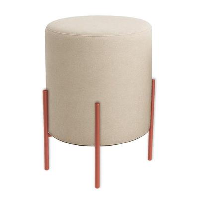 Puff Orgânico Boucle Thor Com Pés De Ferro Rosê - 7 Decor Bege