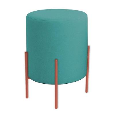 Puff Orgânico Boucle Thor Com Pés De Ferro Rosê - 7 Decor Azul Turquesa