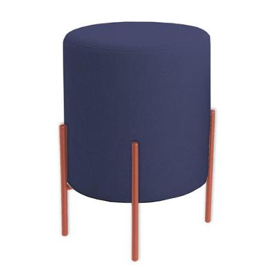 Puff Orgânico Boucle Thor Com Pés De Ferro Rosê - 7 Decor Azul Marinho