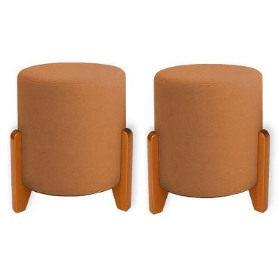 Kit 2 Puffs Orgânicos Veludo Thor Com Pés De Madeira - 7 Decor Terracota
