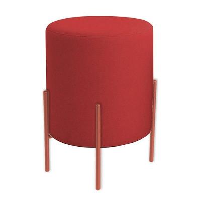 Puff Orgânico Boucle Thor Com Pés De Ferro Rosê - 7 Decor Vermelho