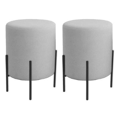 Kit 2 Puffs Orgânicos Veludo Thor Com Pés De Ferro Preto - 7 Decor Prata