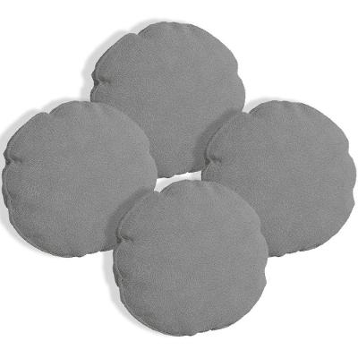 Kit 4 Capas Para Almofada Redonda Veludo 50x50cm - 7 Decor Cinza Escuro