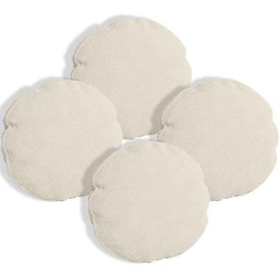Kit 4 Capas Para Almofada Redonda Veludo 50x50cm - 7 Decor Bege