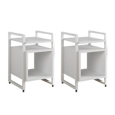 Kit 2 Mesas De Cabeceira Industrial Marrocos Ferro Branco E Tampo Branco
