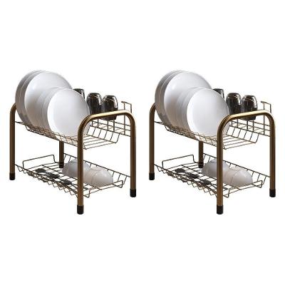 Kit 2 Escorredores De Louças Beliche Isabela Com Porta Copos Dourado
