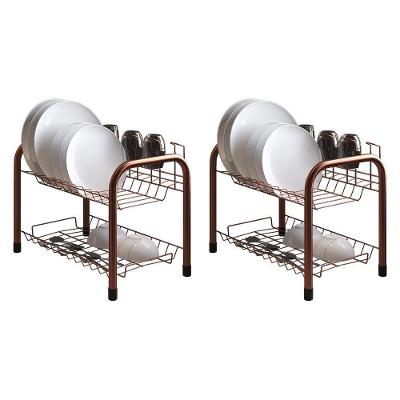 Kit 2 Escorredores De Louças Beliche Isabela Com Porta Copos Cobre