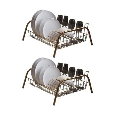 Kit 2 Escorredores De Louças Cama Isabela Com Porta Copos Dourado