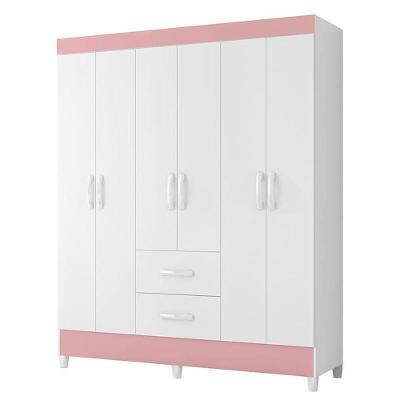 Guarda Roupa Mobi 6 Portas E 2 Gavetas Flex Branco-rosa - Móveis Albatroz Branco-rosa