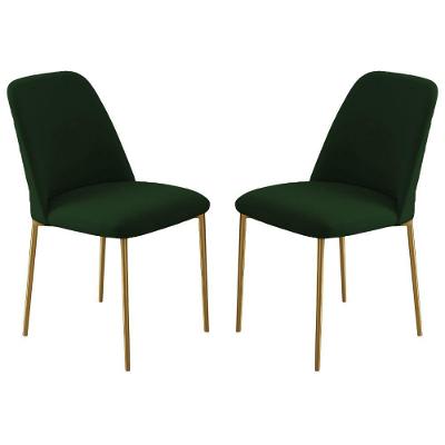 Conjunto 2 Cadeiras Londres Veludo Verde Escuro Metal Dourado