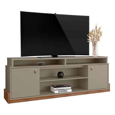 Rack Bancada Montana 188cm Grigio Fosco-cinamomo Mel Para Tv Até 75? - Mobler Grigio Fosco-cinamomo Mel