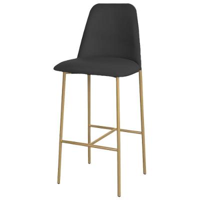 Banqueta Turquia Veludo Preto Em Metal Dourado