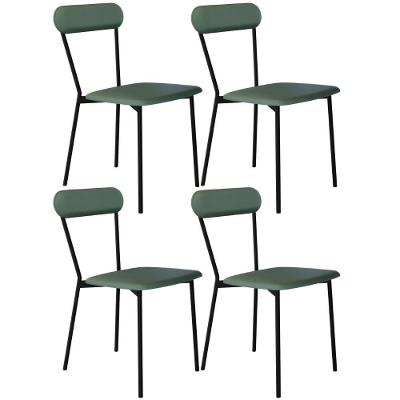 Kit 04 Cadeiras Estofada Para Sala De Jantar Liora Preto C01 Courino Verde Sálvia - Lyam Decor