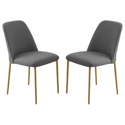 Conjunto 2 Cadeiras Londres Linho Cinza Escuro Metal Dourado