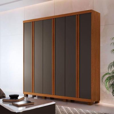 Guarda Roupa Casal Boston 6 Portas Com Pés Moderna Imbuia Com Grafite