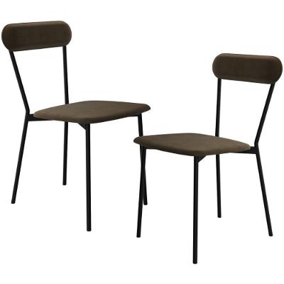 Kit 02 Cadeiras Estofada Para Sala De Jantar Liora Preto C01 Veludo Marrom Sand - Lyam Decor